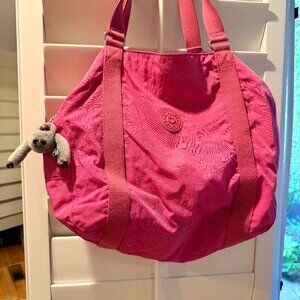 Kipling Art M Medium Tote Bag - Hot Pink Convertible Travel Duffel